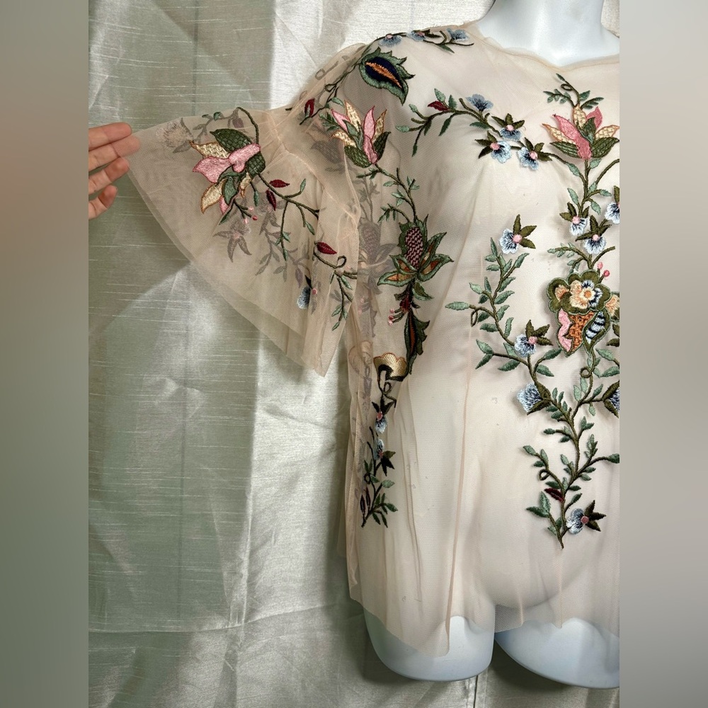 Zara embroidered mesh top - Picture 2 of 9